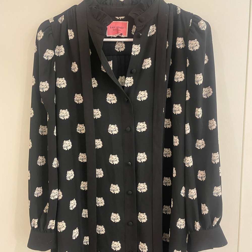Kate Spade Black Dress with White Cat Design